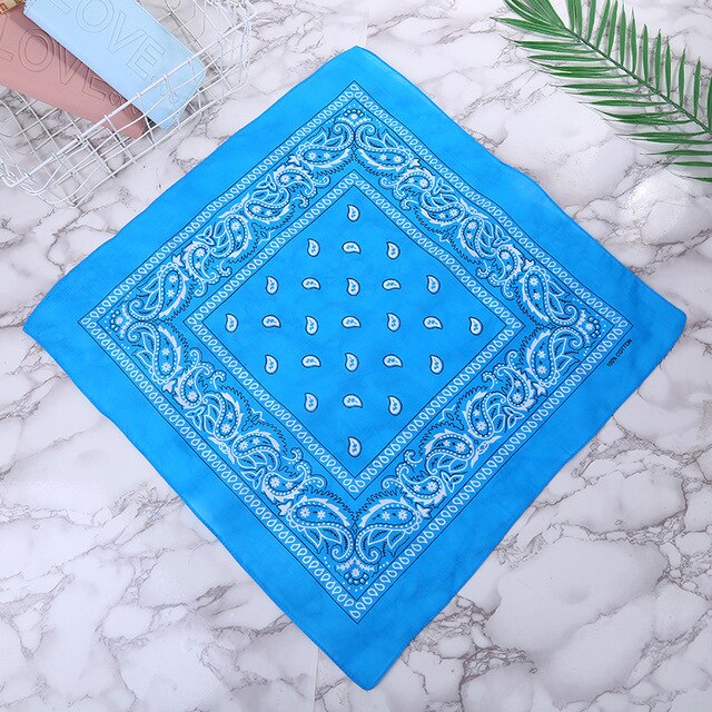 Oranje Bandana Mode Hoofddeksels Haarband Sjaal Pols Wraps Vierkante Sjaals Afdrukken Zakdoek Haaraccessoires Voor Vrouwen T3: 1pcs Blue