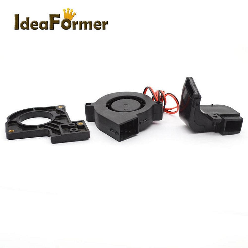1 set  mk10 5015 ventilatoren met luchtgeleidingskanaal montagebeugel  dc 12v/24v met 2- pins kabel voor 3d printeronderdelen