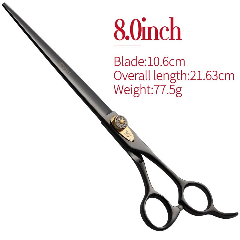 Fenice 7.0/7.5/8.0 Inch Hond/Kat Haar Cutiing Tools Huisdieren Grooming Rechte Trimmen Shear Schaar Voor scheren Honden: 8.0