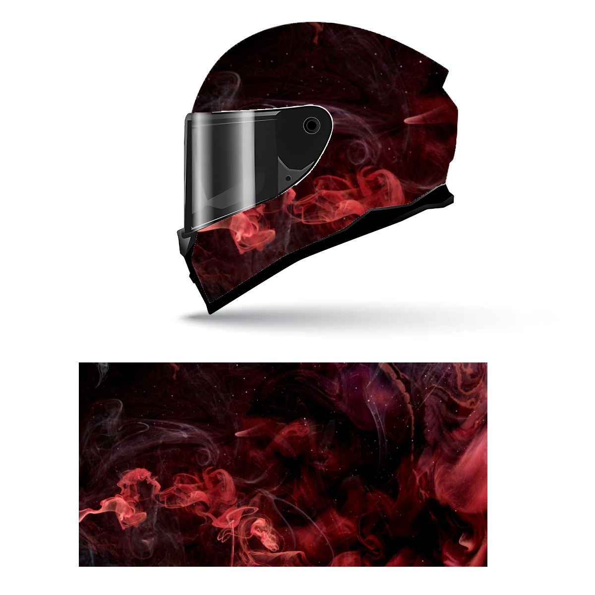 Abstract Red Smoke Full Helmet Wrap Sticker Motorcycle Helmet Racing Graphic Decal Vinyl Wrap Helmet Decorative Sticker