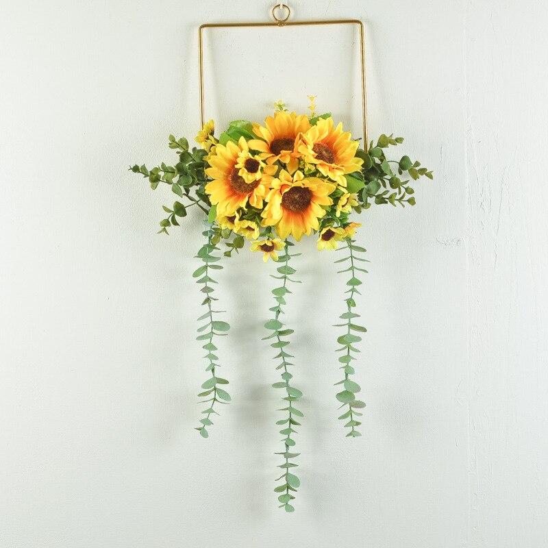 Cadre en métal géométrique de décoration de porte de couronne de cerceau à fleurs avec la fleur artificielle tenture murale de fête de mariage Décor mural: Color3