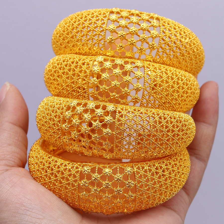 1 pc middle east 24k gold-plated hollow c-shaped bracelets, dubai, wedding gift for european and american women