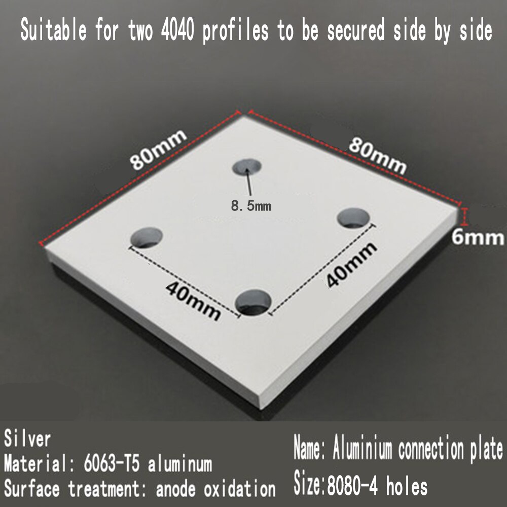 Vertical connecting plate aluminum profile reinforcement plate /3030/4040/4545/6060/8080/9090 hole one word connector: 8080-4 Hole