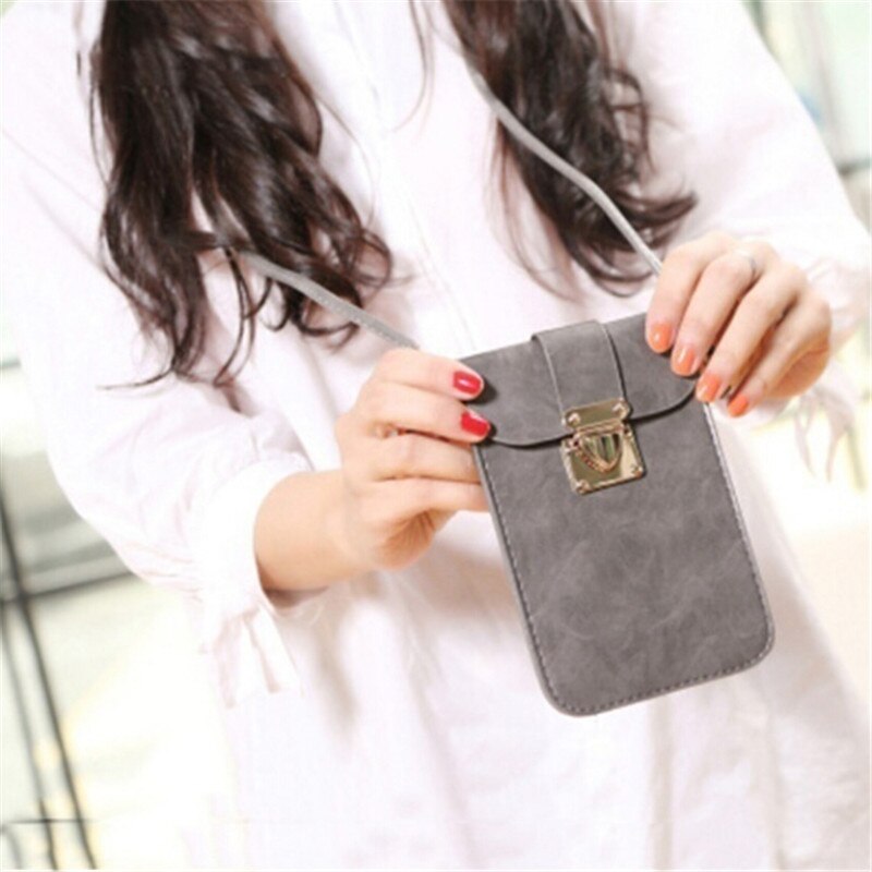 Women Leather Messenger Bag Mini Cell Cellphone Pouch Student Crossbody Case Clutch Purse Wallet Girl Small Shoulder Bag Handbag