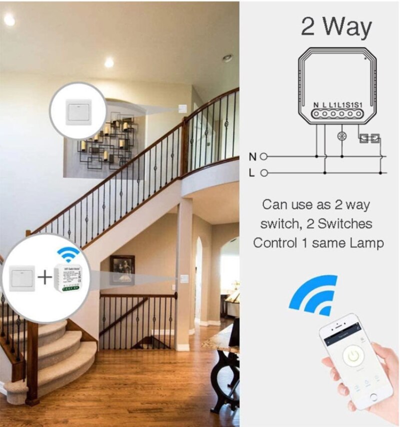 Mini Smart Wifi DIY Switch Control Smart Home Automation Module Works With Alexa Google Home Smart Life Tuya App Inteligente