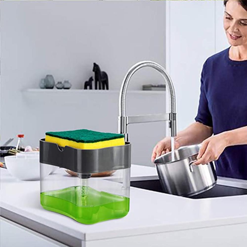 Dispensador de jabón con esponja 2 en 1 soporte de estante caja de jabón de doble capa detergente líquido para lavar platos contenedor dozoownik Na Mydlo y jw