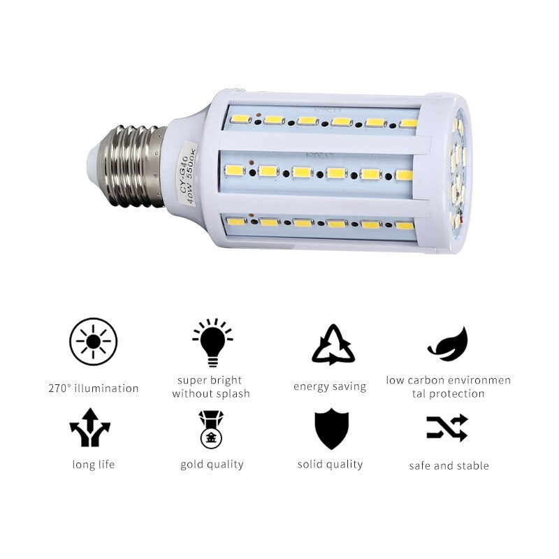 Luz de fotografía, bombillas LED de maíz E27 de 20W para estudio fotográfico, 110-240V, 5500K, lámpara de luz diurna blanca y amarilla, iluminación de fotografía, 4 Uds.