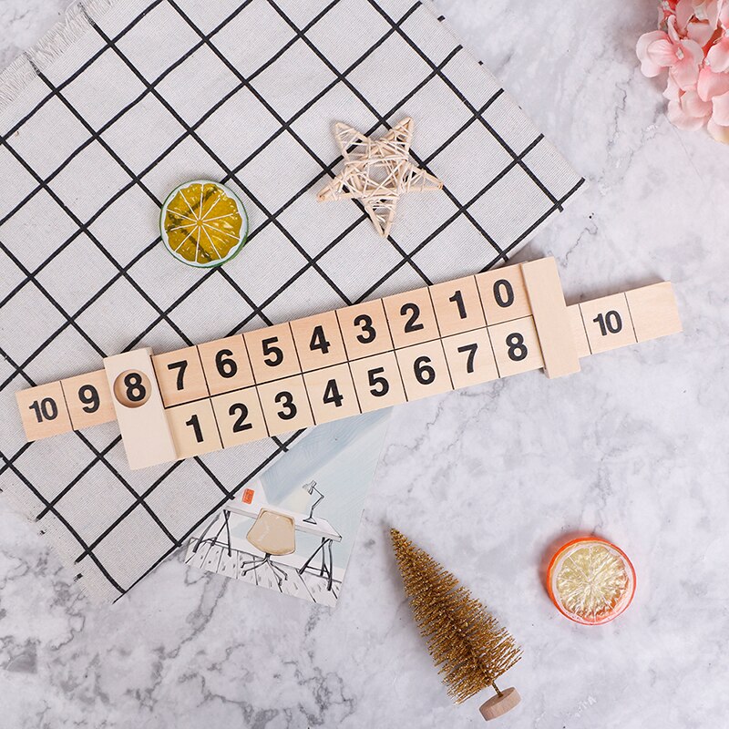 1pc Wooden Math Arithmetic 1-10 Addition Subtract Learning Ruler Scientific Rail Ruler Kids Education Toys Children