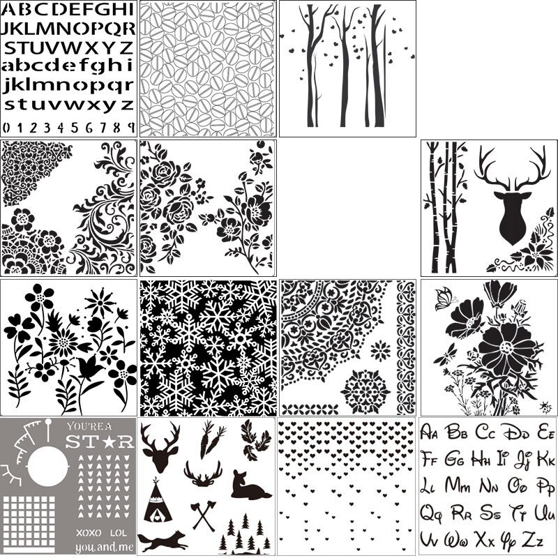 14.1cmx13cm Mandala Stencils for Painting on Wood Canvas Paper Wall Mandala Border Reusable DIY Craft Stencils(S49-S64)