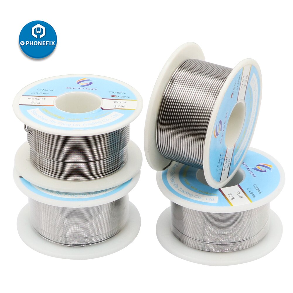 50g 0.3/0.5/0.8/1 63/37 flux 2.0% 45ft tin lood tin draad gesmolten hars kern soldeer soldeerdraad rol no-clean voor lasreparatie