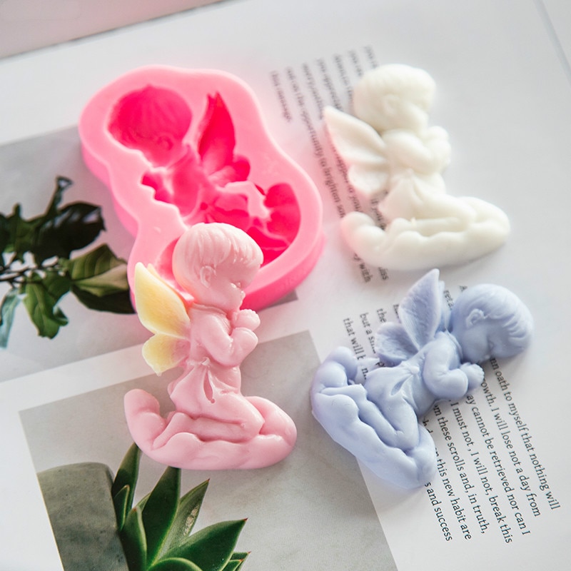 3d bedjande änglar silikonform handgjord diy tvål silikonform choklad tårta form tårta dekorationsverktyg bröllop dekor tvål form