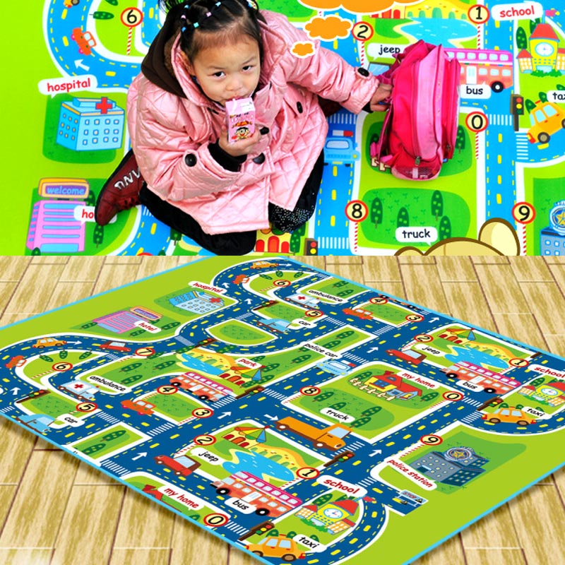 Esteras de arrastre para bebés, estera de juego de patrón de ciudad a prueba de humedad respetuosa con el medio ambiente para niños pequeños, YH-17