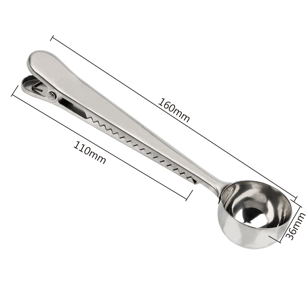 HILIFE Stainless Steel Coffee Measuring Scoop Multifunctional Tea Measuring Spoon Kitchen Tool With Bag Sealing Clip