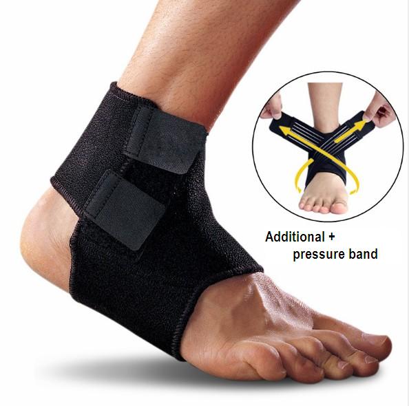 1Pcs Ademend Enkel Ondersteuning + 1Pcs Elastische Bandage Sport Hoge Elastische Brace Voet Pols Bescherming Voetbal Basketbal Running