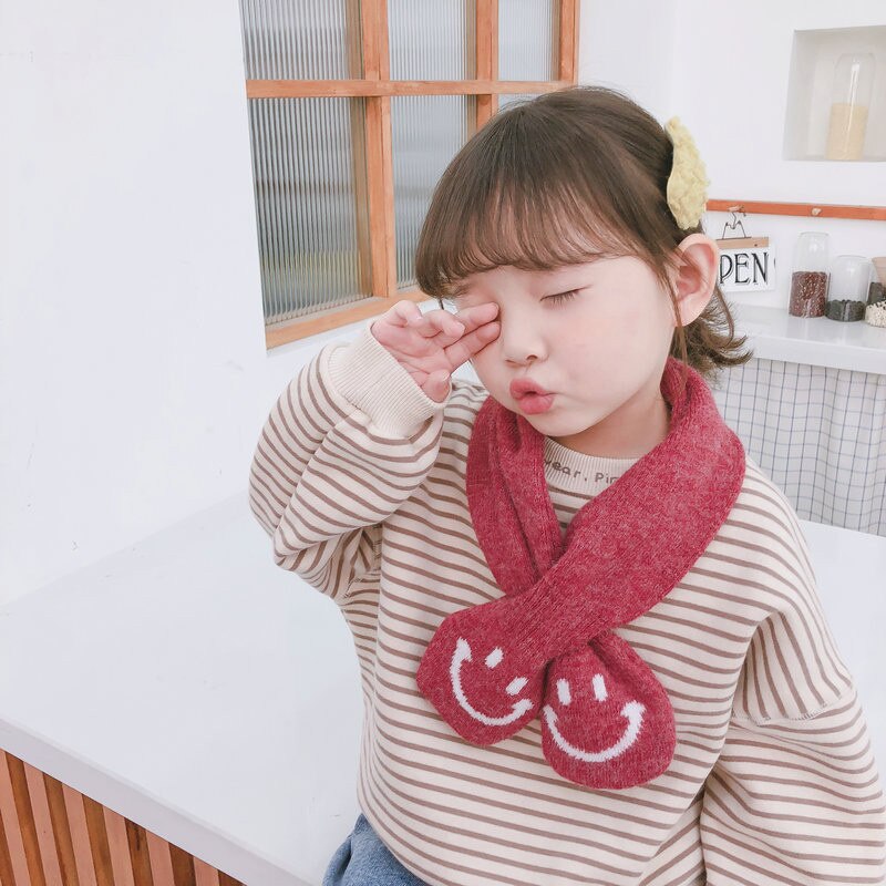 Style coréen hiver bébé filles garçons mignon dessin animé tricoté écharpe enfants doux tout-match croix foulard
