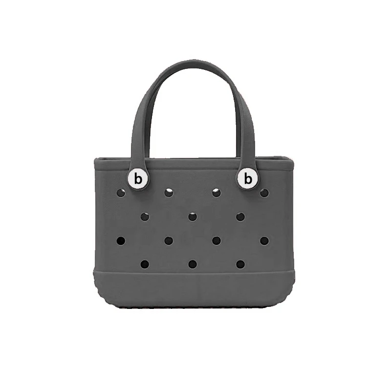 Pequeño bolso de playa, cesta de silicona con arena para niños, impermeable, lavable, a prueba de punta, duradero, abierto, para de Navidad: Gris oscuro
