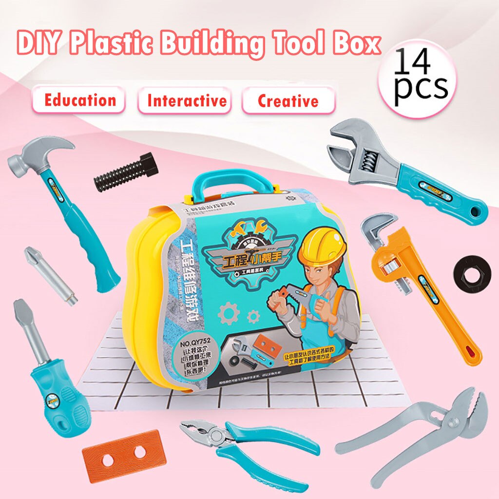 14pcs Kids DIY Plastic Building Tool Repair Box Educational Learning Toy