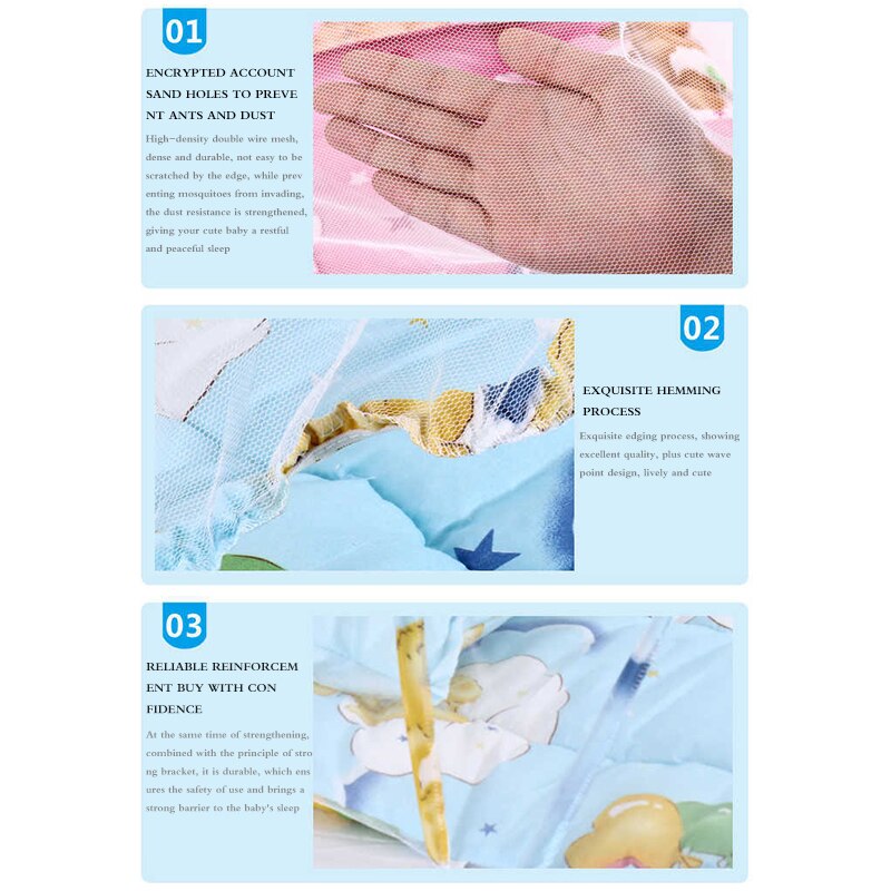 Cama plegable portátil para bebé, tienda de campaña con mosquitera y cremallera de puntos, cojín para dormir, mosquitera plegable para el cuidado del bebé