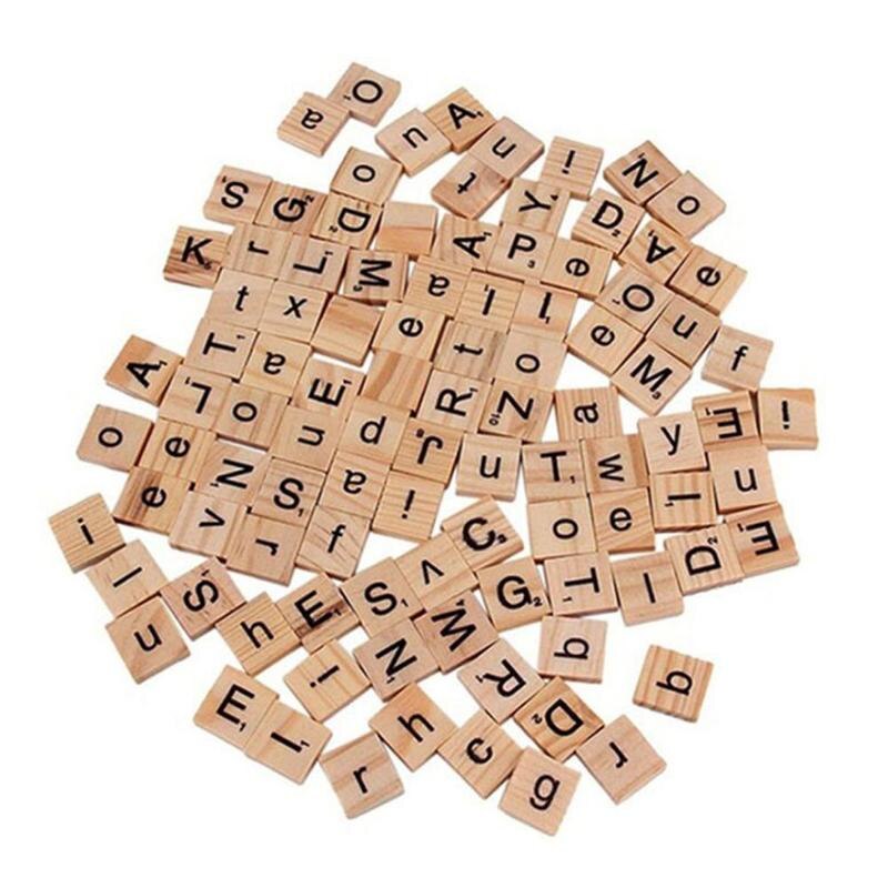 10pcs/set Wooden Scrabble Letter Tiles Game English Words Wooden Letters Alphabet Tiles Black Scrabble Toy Kids Christmas