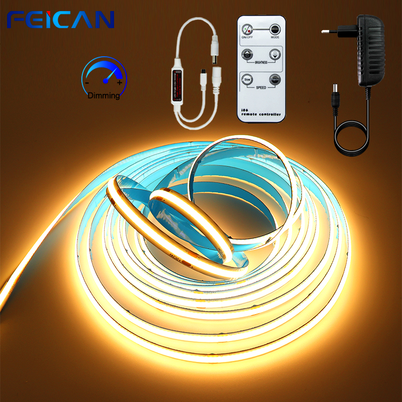Kolben-LED-Streifenlicht, 24 V, 320 LEDs/m, linear, dimmbar, hohe Helligkeit, flexibel, warm/natürlich/kaltweiß, 8 mm Licht, RA90, Schlafzimmer
