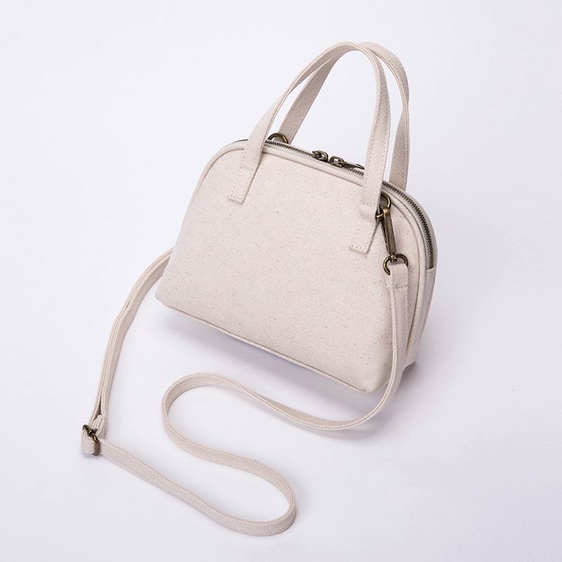 High-end foreign style mini canvas shell bag ins messenger wild handbag