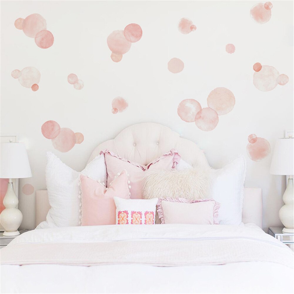 BallenShiny Pink Polka Dots Kids Room Baby Room Wall Stickers Children Home Decor Nursery Wall Decals For Kids Room Wallpaper