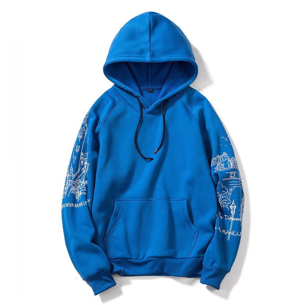 Fgkks tryck herr hoodies tröjor höst män hip hop casual herr hoodies sweatshirts eu storlek: Blå / S