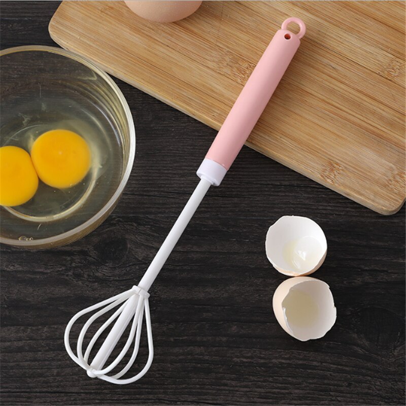 Bagetilbehør halvautomatisk plasthåndtag ægbeaterform til madlavning køkkenudstyr kageudsmykningsværktøj ægbeater .8z: Lyserød
