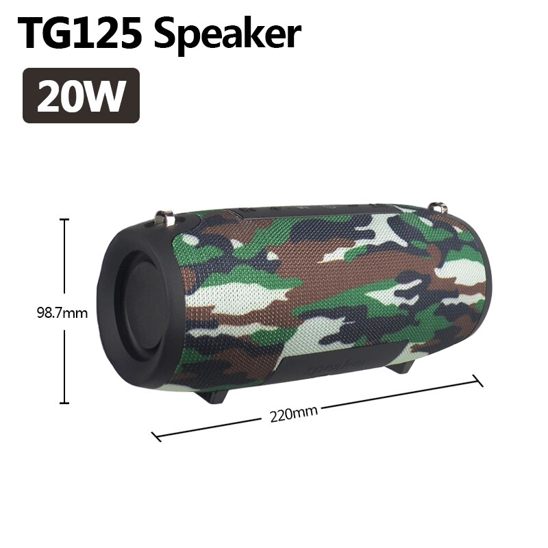 20 W Draadloze Bluetooth Speaker Draagbare Kolom 3D Stereo Music Center Boom Box Super Bass Subwoofer Met Fm/Tf/Aux: Camouflage