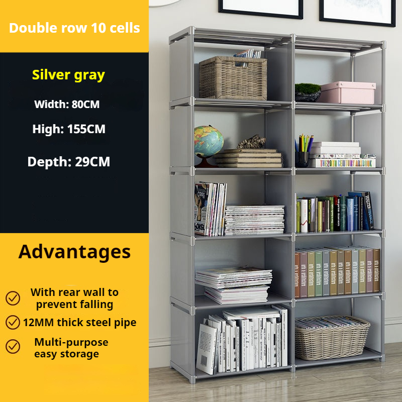 Multi-layer Simple Assembled Bookshelf Easy To Assemble Closet Storage Cabinet Portable Children's Sundries Shelf Save Space: Buff