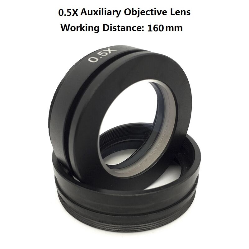 0,5x 2X lentille Barlow objectif Microscope objectif auxiliaire objectif filetage de montage 42mm 48mm 50mm 52mm Distance de travail 30/160mm