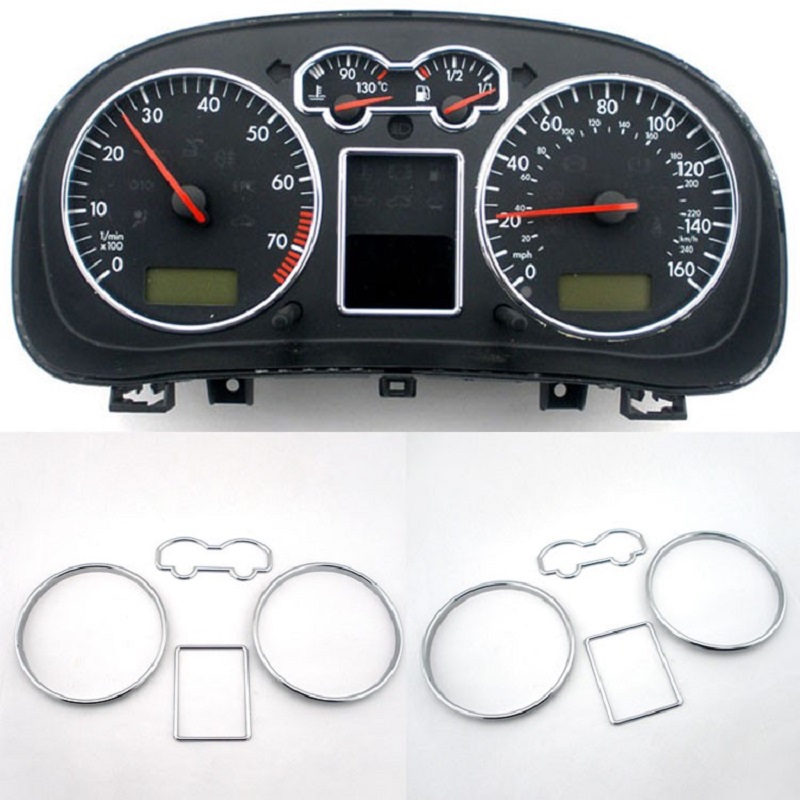 Golf MK4 Eurovan Matt Chrome Speedometer Car Decoration Gauge Dash Dial Rings Passat B5 Bezel Trim Dashboard Surrounds