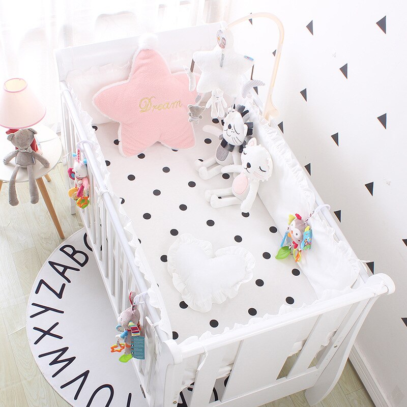 Koreaanse Stijl Baby Baby Wieg Bumpers Puur Katoen Effen Kleur Vel Baby Bed Voor Shock Beschermende Side In De Wieg room Decor