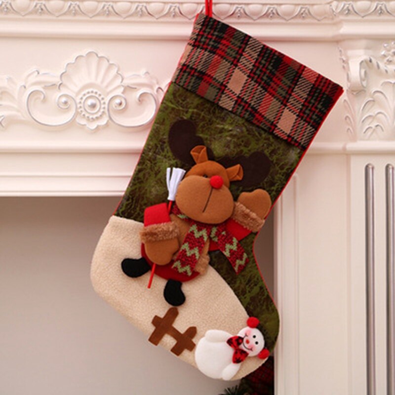 Calcetines de Navidad para decoración de chimenea, bolsas grandes de de Navidad, Año , 2022, bolsa de embalaje de dulces, adornos de árbol de ciervo: Super Large J
