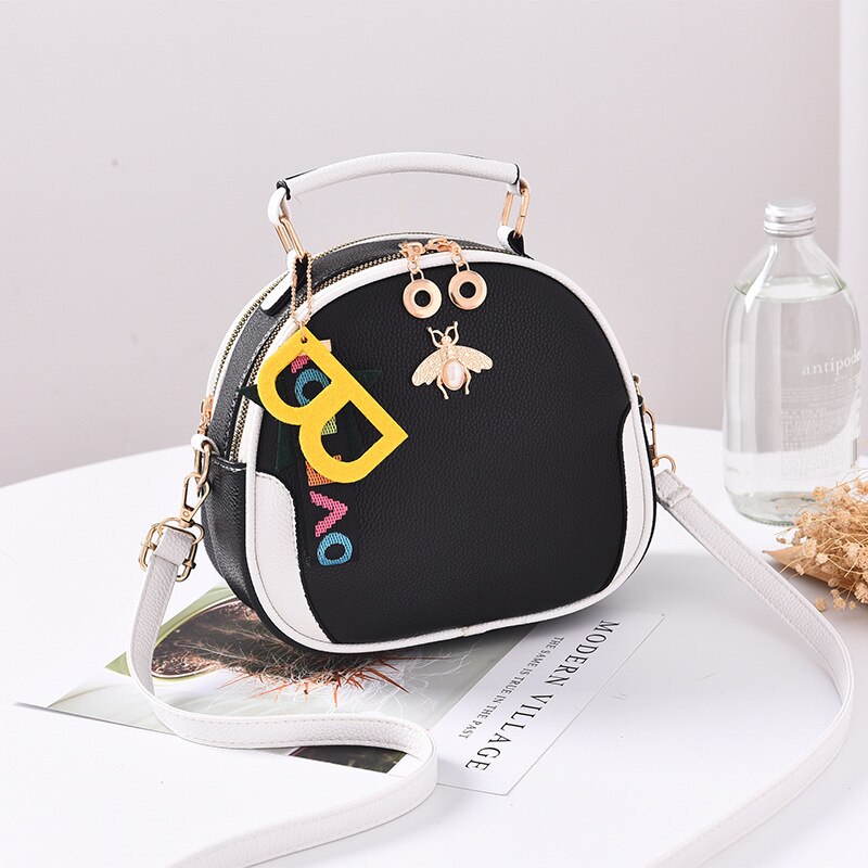 Borsa da donna femminile nuova borsa a tracolla a tracolla Messenger 2021 moda versione coreana borsa da donna portatile alla moda: Bees black white