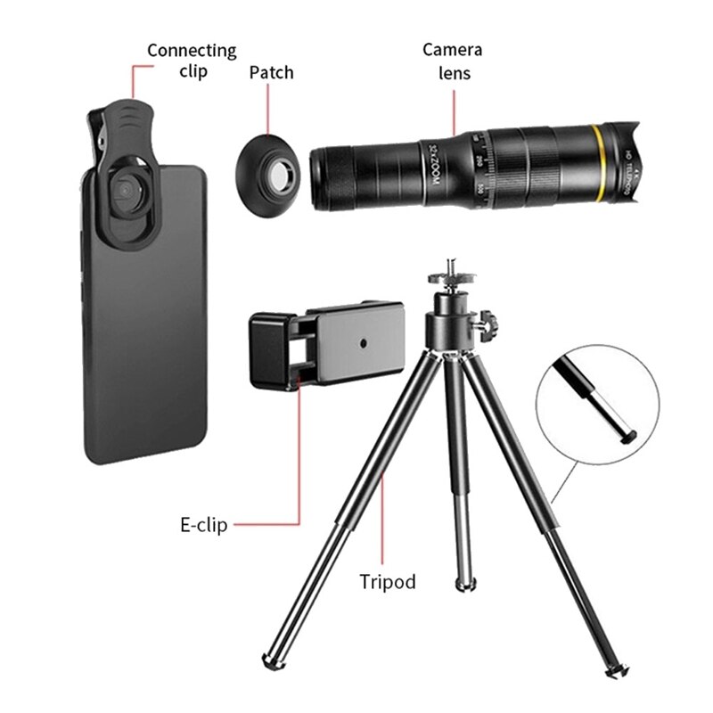 -32X Phone Lens Portable Camera Macro Zoom Lenses for Iphone 12 11 Pro Max for Samsung Fish Eyes Lens for Phone