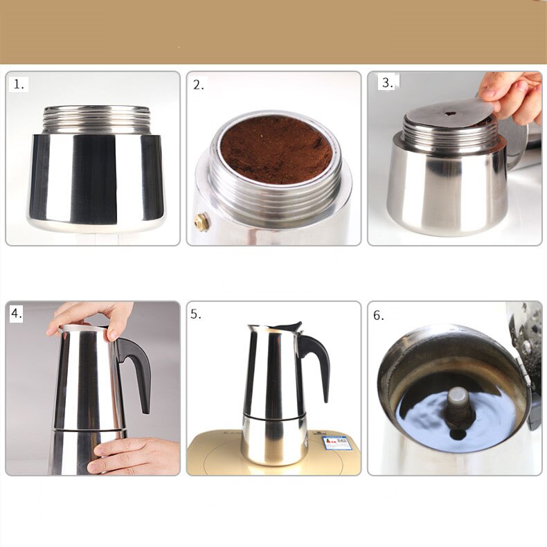 Rustfrit stål kaffekande maskine bryggerkedel bærbar espresso kaffemaskine moka barista pot