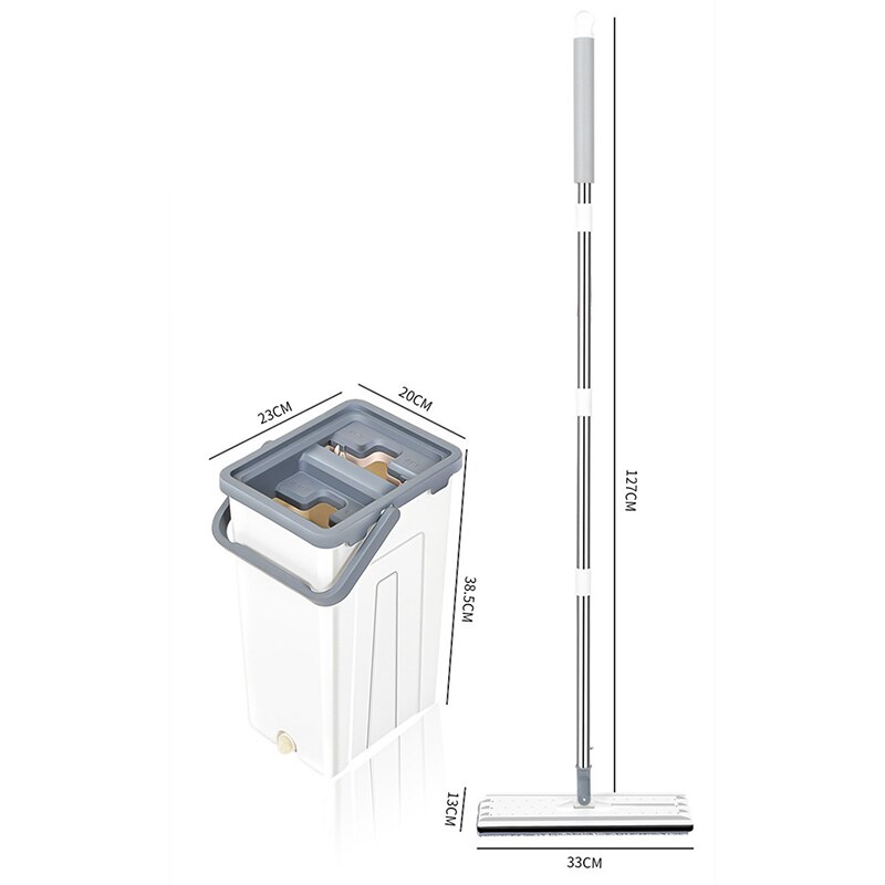 Trapeador de limpieza mágica para perezosos, estera de microfibra de rotación libre, fregona plana para apretar con cubo, herramienta de limpieza de suelo para ventanas del hogar