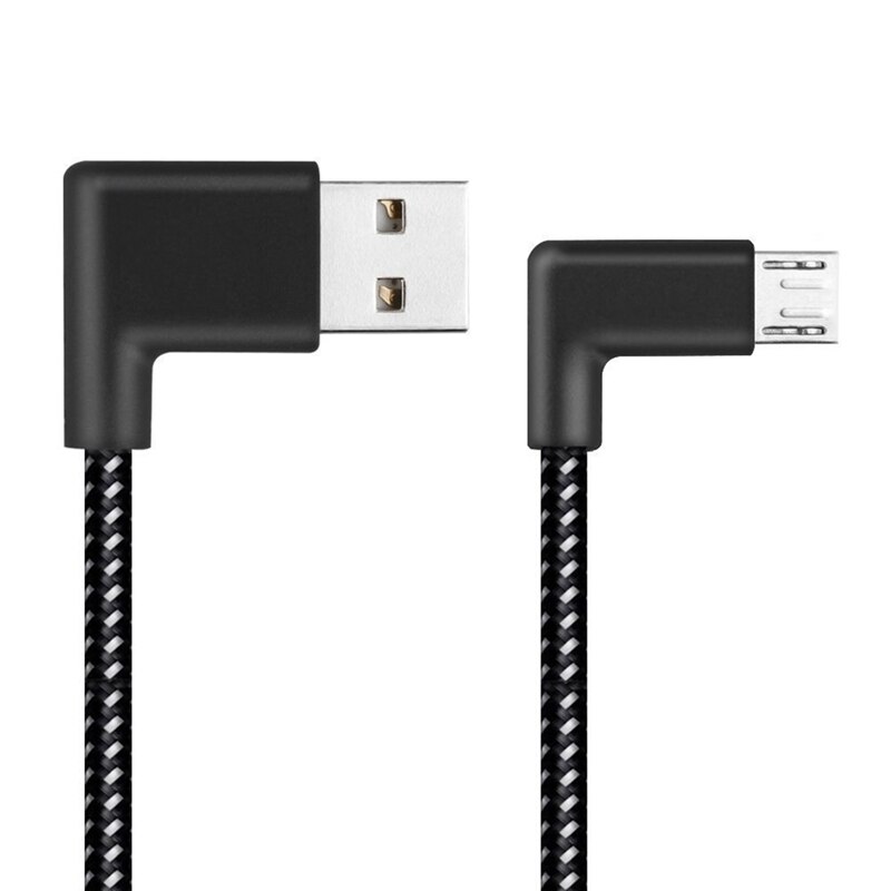 90 Graden Hoek Connector Nylon Gevlochten Smartphone Charger Cable Micro Usb Snel Opladen Power Kabels Voor Android Flexibele & Dura