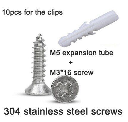 Clip de montaje U V YW para tira led, perfil de aluminio apto para 5730, 8520, 5050, 4014, carcasa de tira led: 10pcs screw