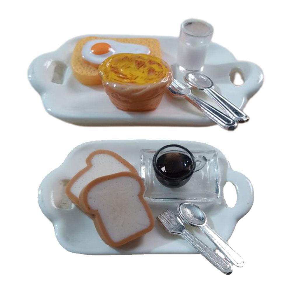 1:12 Simulatie Koffie Brood Ontbijt Set Ontbijt Lade Miniatuur Voedsel Nie Props Diy Keuken Speelgoed