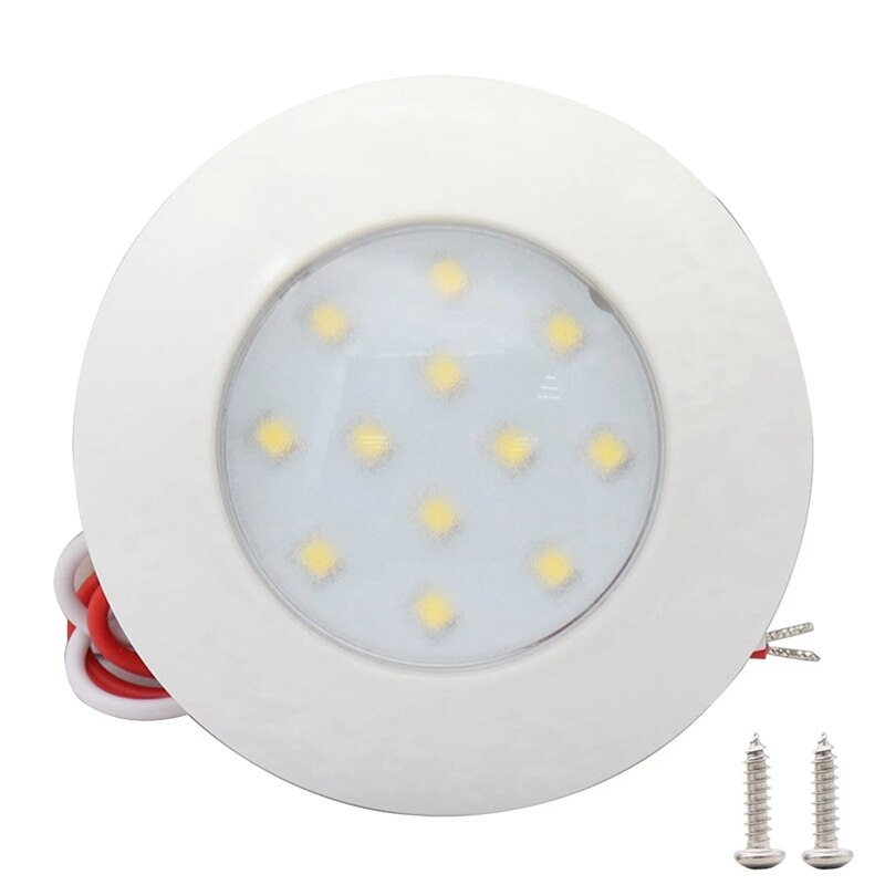 12V 12 LED Round Lights Interior light Car Round Ceiling Light Interior light for RV Boat Waterproof White Lights