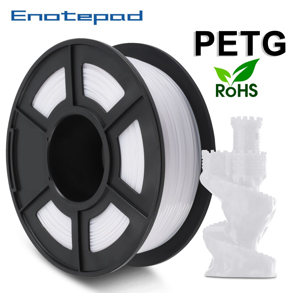 Enotepad PETG Filamento 2.2lb 100% nessuna bolla Tolleranza di +/-0.02mm 3D Stampante Filamento s Spool 1.75 millimetri 1KG supporto ordine All'ingrosso: White PETG