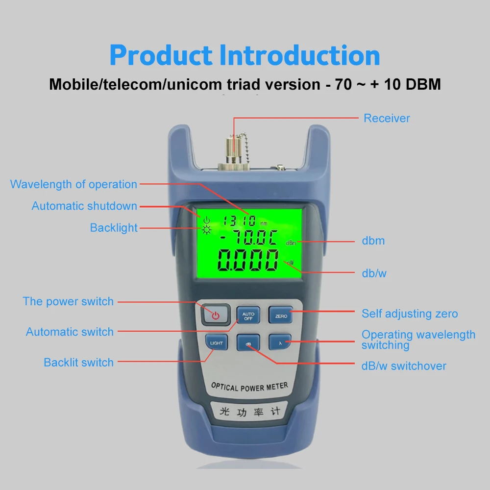15 IN 1 Fiber Optic Cable Tester Tool Kit Optical Power Meter OPM -70-+10dBm Visual Fault Locator 10/20/30mw VFL Tester Pen