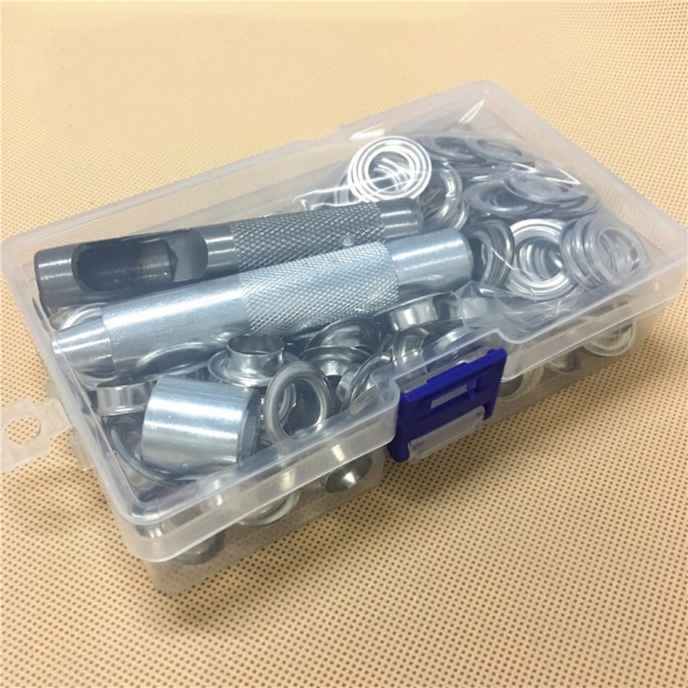 100 Set Grommets Kit Brass Eyelets Button Kit with 3PCS Tools Multipurpose Eyelets Button Set Portable Eyelets Button To