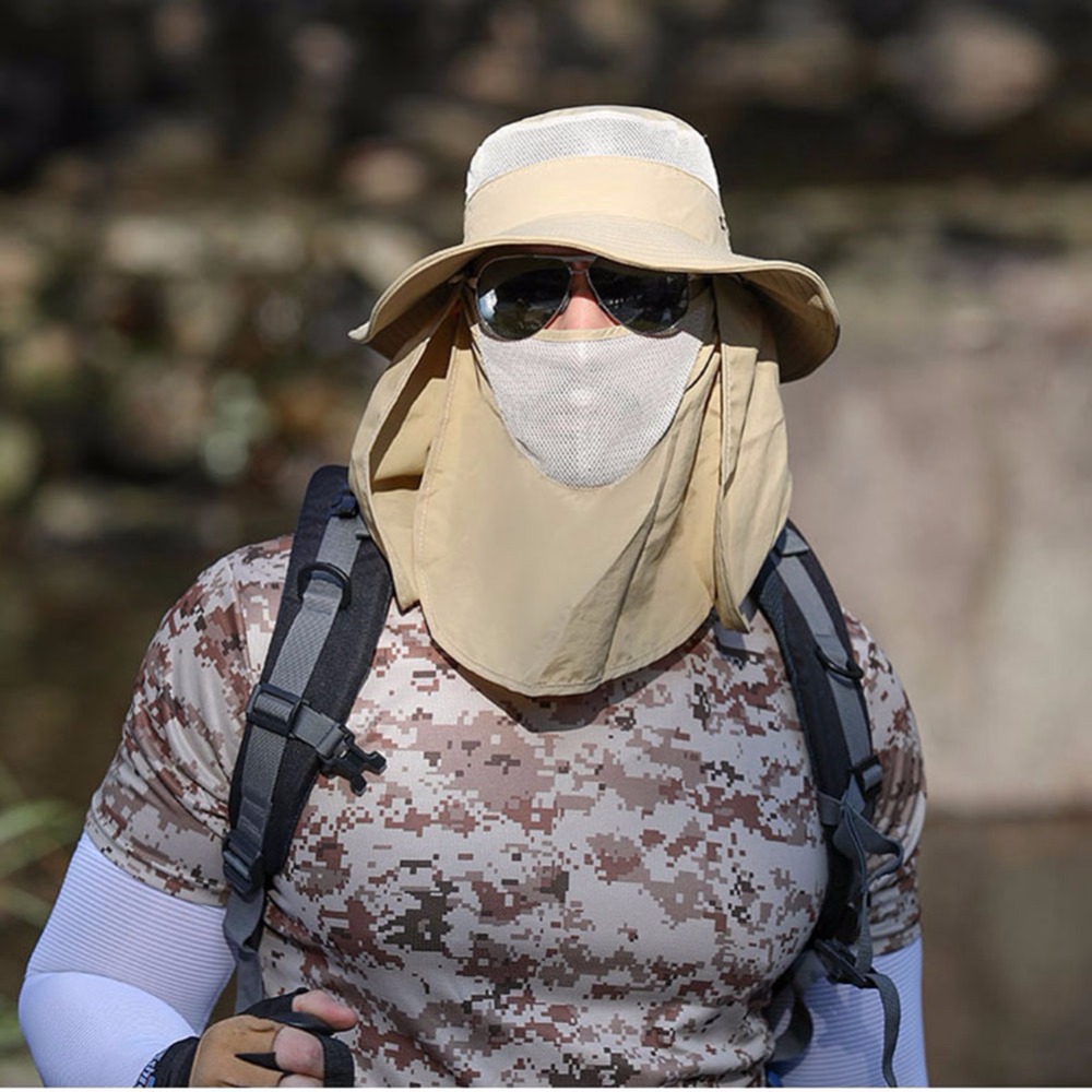 Unisex Fishing Flap Caps Quick Dry 360 Degree Sunshade UV Protection Removable Face Mask Ear Neck Cover Outdoor Sportswear