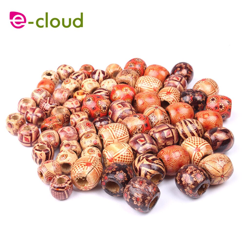 100Pcs 12-17Mm Dreadlock Kraal Houten Haar Kralen Voor Vlechten Haar Grote Gat Dreadlock Kraal/Ring voor Vlechten Haarverlenging