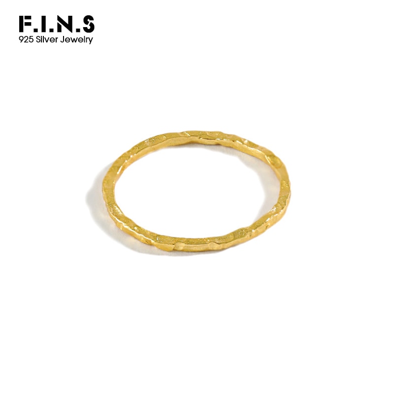 F.I.N.S coreano Simple Irregular Delgado anillo femenino cóncavo dedo fino anillos para las mujeres S925 plata esterlina apilable anillo