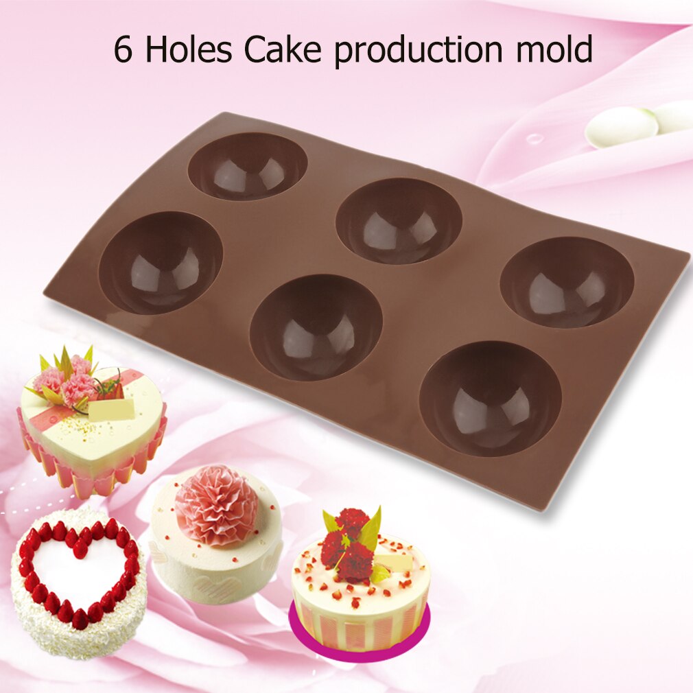 6 Gaten Siliconen Muffin Half Ronde Semi Cirkel Mal Pannenkoeken Cake Pudding Gebak Mould Bakken Suiker Ambachtelijke Chocolade Gereedschap