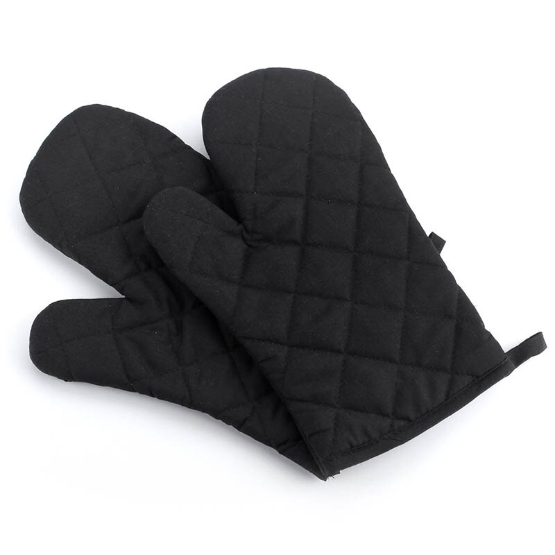 Guante aislante antideslizante resistente al calor, utensilio de cocina para horno microondas, guantes de algodón para hornear, 1 ud.: Negro